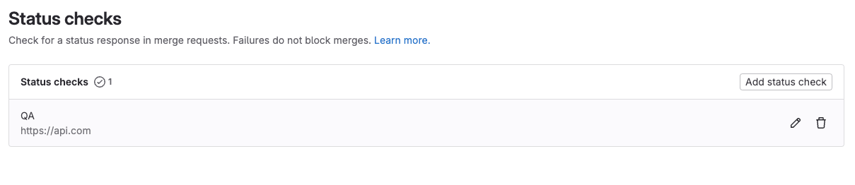 Branch rules status checks